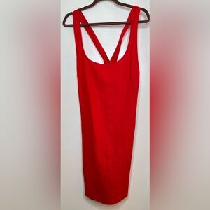 Madewell Linen Mini Cross Back Dress, Tomato Red, Sz 14, NWT